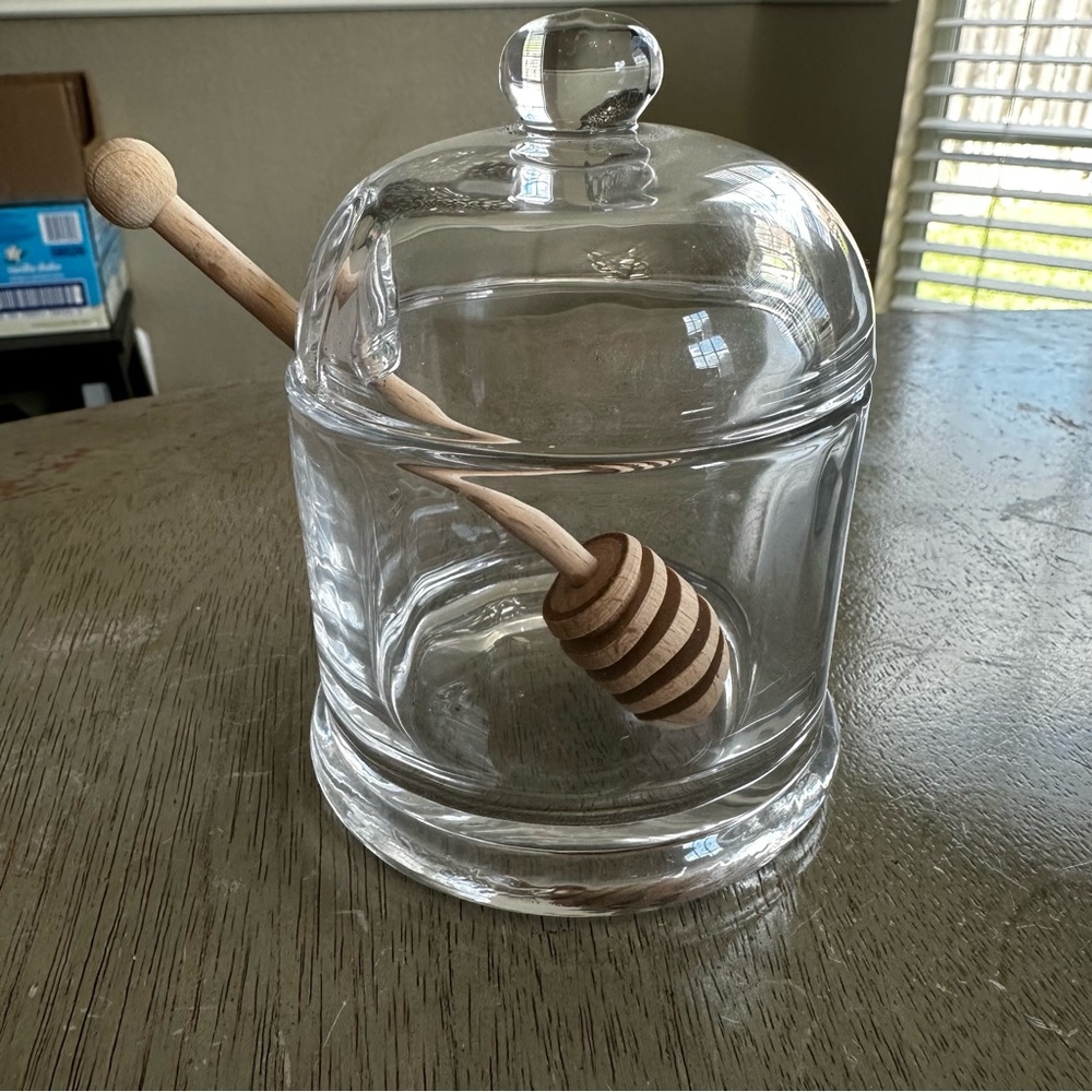 Honey Dipper Glass Jar wooden Honey Dipper Stick